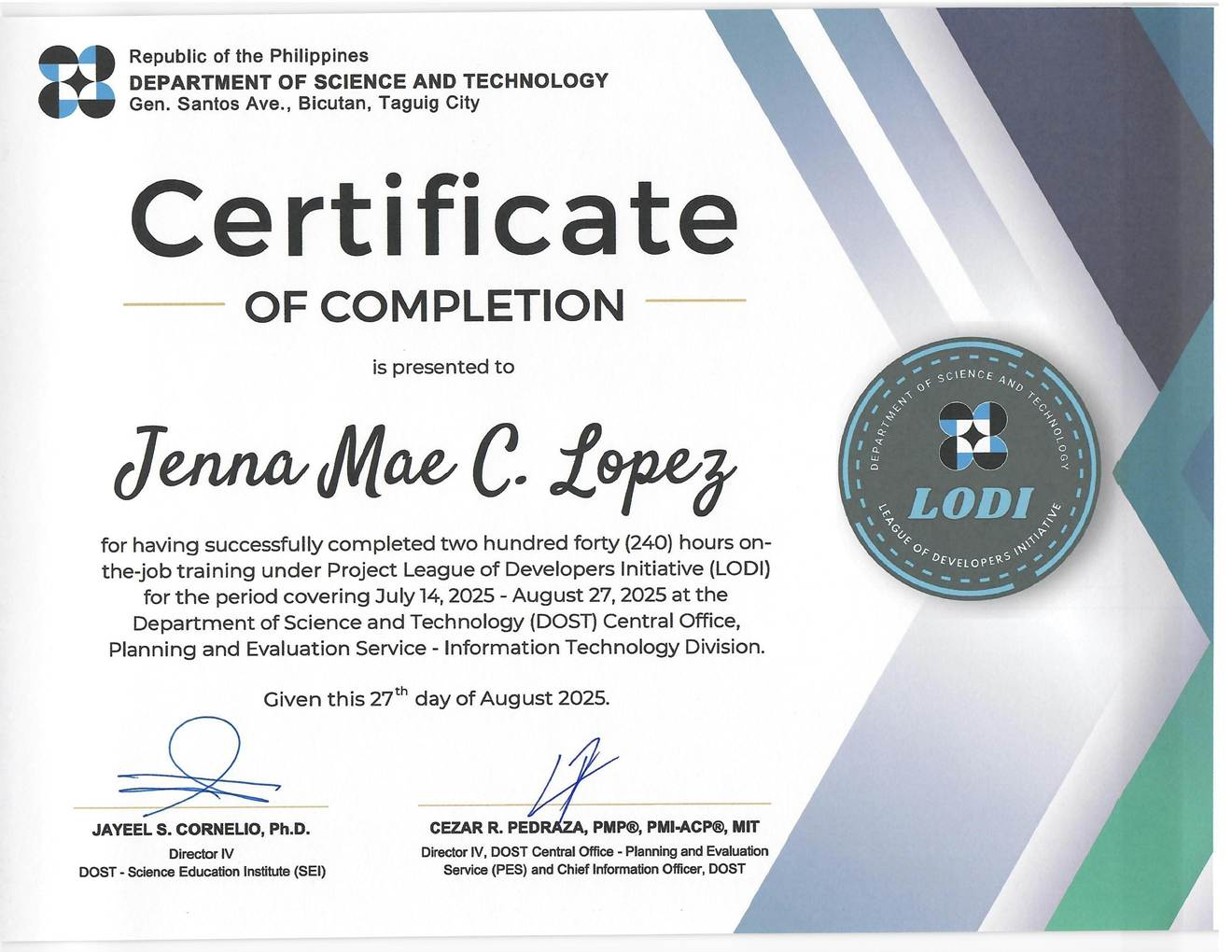 DOST Planning and Evaluation Services– ITD